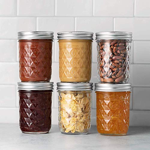 Regular Mouth Mason Jars 8 Oz [6 Pack] Jelly Jars With Lids 8 Oz. For Canning, Fermenting, Conserving Syrups, Sauces, Jams, Baby Foods - Microwave/Freeze/Dishwasher Safe + Sewanta Jar Opener #TOP7