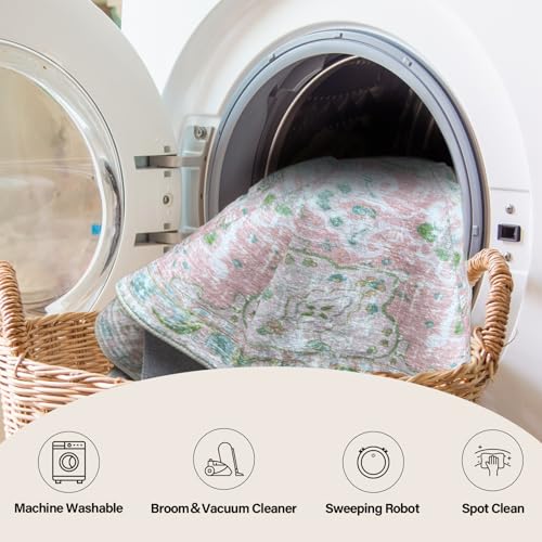 Tapete decorativo boho 5x7 rosa lavado miniatura 6