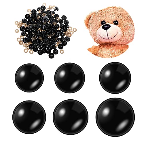 60 Pieces 5-12 mm Safety Eyes Stuffed Animal Eyes Plastic Doll Eyes Black Safety Eyes for DIY of Puppet Bear Crafts Crochet Toy Doll Making Supplies, 6 Sizes