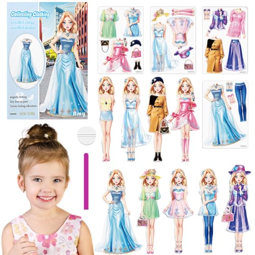 DIFLAX Jouet D'habillage De Poupées Magnétiques Habillage Magnétique pour Bébé Poupée en Papier pour Habillage de Princesse Jeu Puzzles de Vêtements...