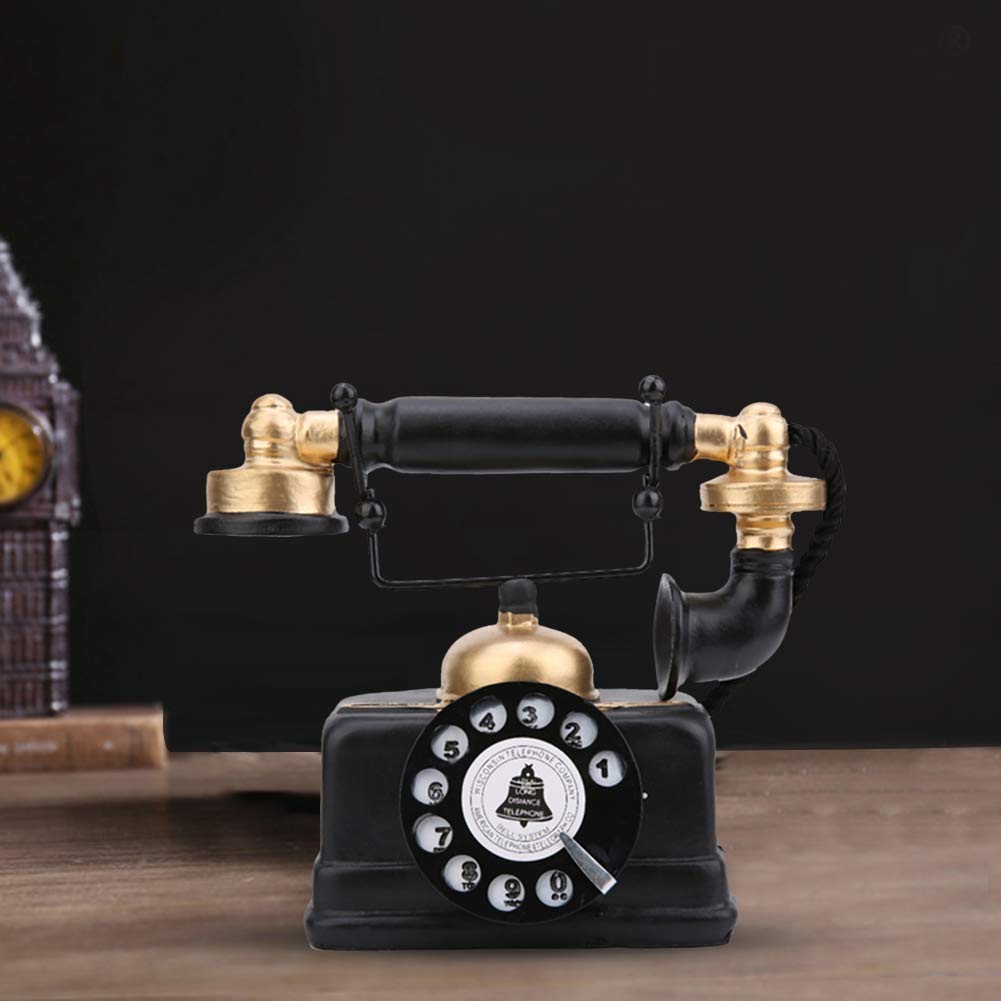 Antikes Telefon Deko Figur aus Harz, Retro Schreibtisch Ornament, Klassische Telefon Statue für Zuhause, Büro, Café, 18,5 x 16 cm, Geschenkidee
