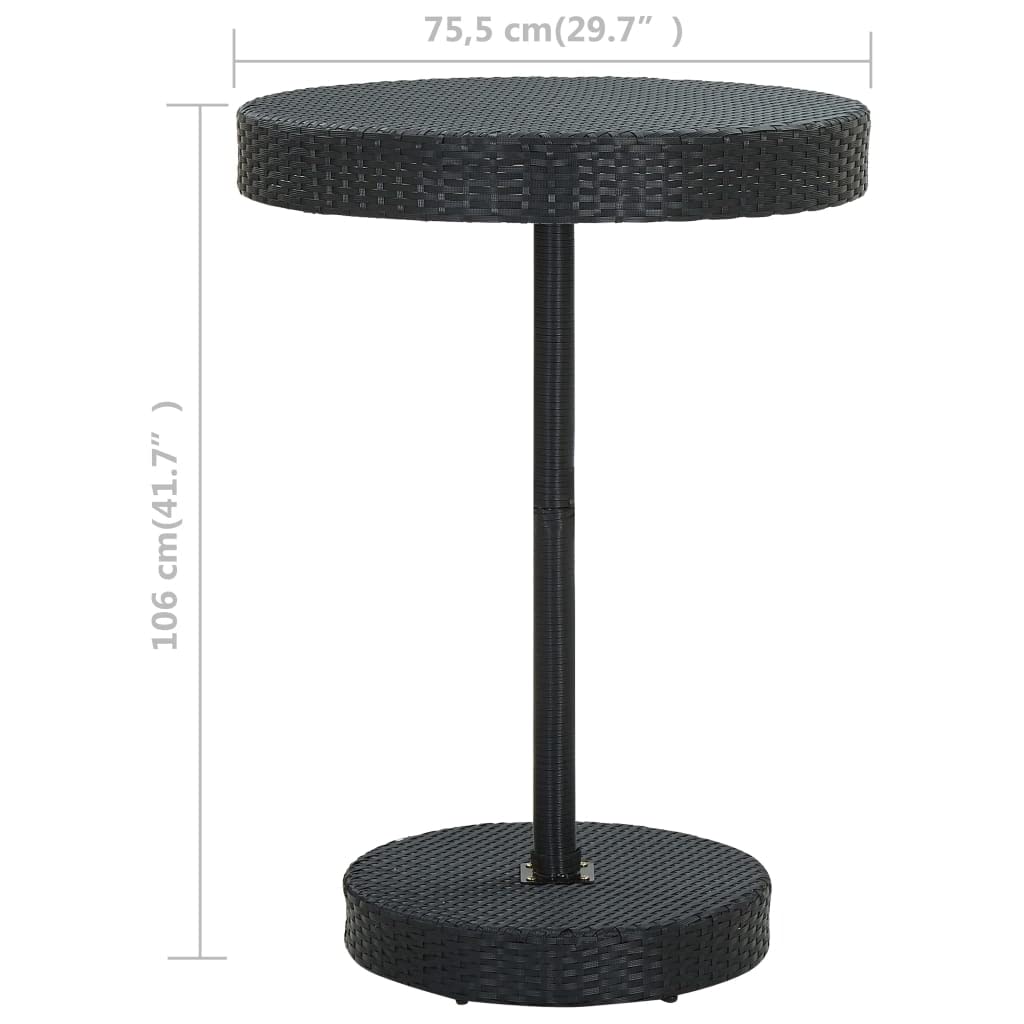 Tomostar Table de Bar Haute Extérieur Noir 75,5x106 cm Résine tressée