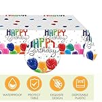 41PCS Happy Birthday Decorations Colorful Birthday Themed Decorations Includes Disposable Paper Plates and Napkins,Tablecloth for Kids' Boys Girls Baby Shower - Image 5