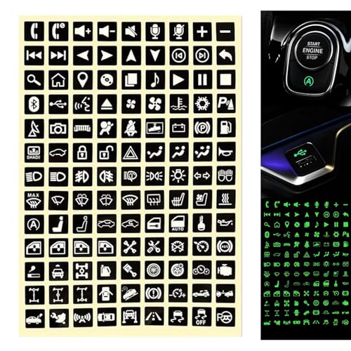 Image of 117 PCS Car Center Console Button Sticker, Car Self-Adhesive Night Safety Luminous Sticker, Waterproof and Dustproof Switch Decorative Sticker, Universal for Most Car(Fluorescence Green)