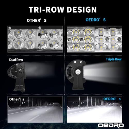 Image of OEDRO 758W 66430LM LED Light Bar 52in Tri-Row Combo Beam w /Wiring Harness