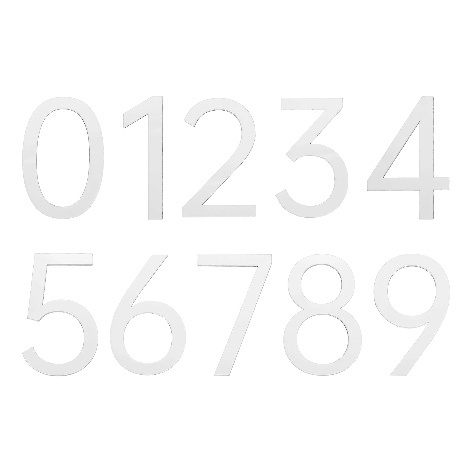 sourcing map 10Pcs 2 Inch House Numbers 0-9, Acrylic Self-adhesive Mailbox Door Stickers, Outdoor Address Signs for Office Hotel Apartments, Garden, Glossy White
