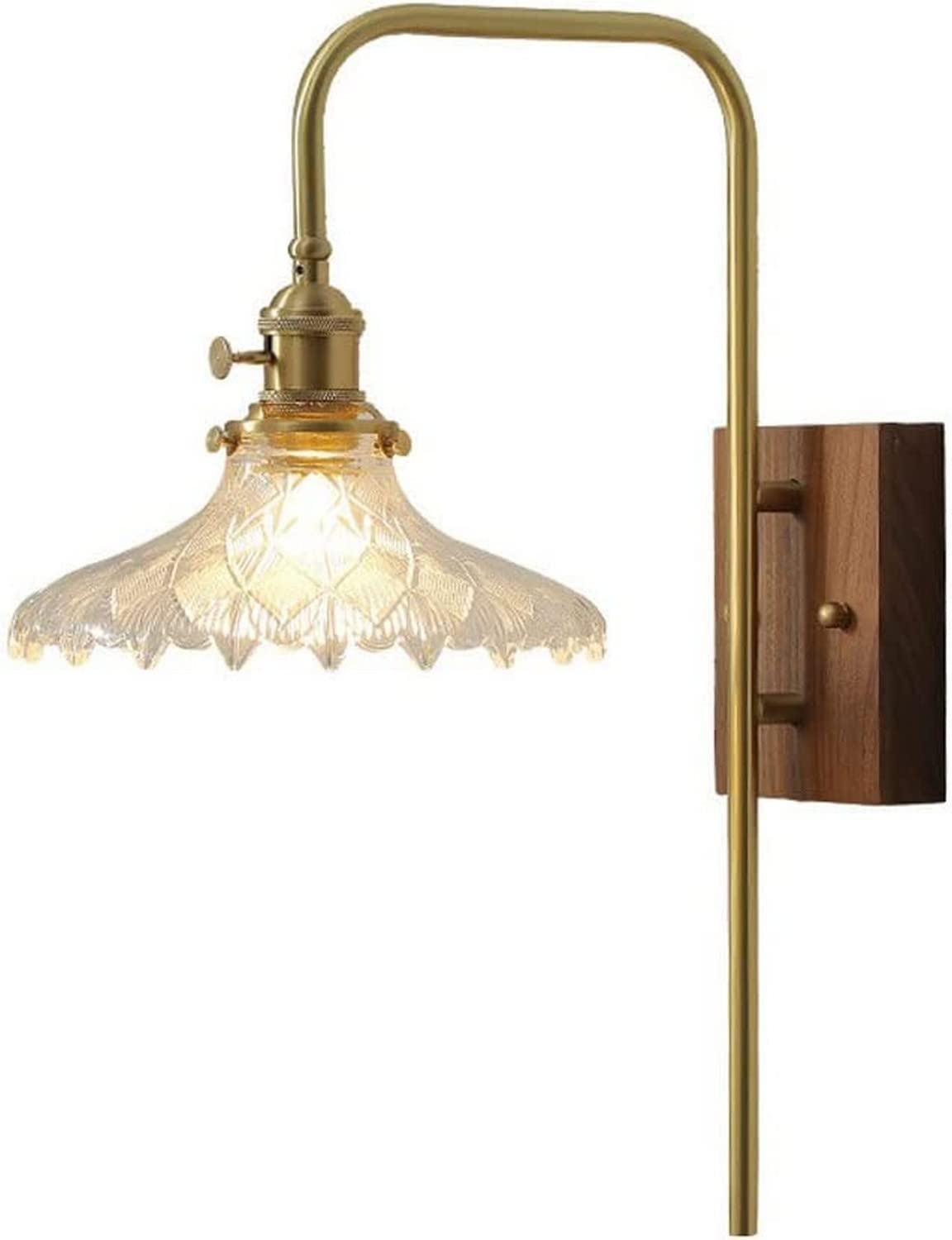 VDOQTLJT Wall Sconces Light Modern Brass Glass Lights Interior E27 1-Light Sconce Dining Room Kitchen Island Lighting Japanese Style Corridor Bathroom H17.73in Bedside Decor Lamp A(A)