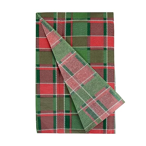 Talking Tables 4 x Green and Red Tartan Tissue Paper Sheets for Xmas Presents | Festive Wrapping Widely Recycled | 70cm x 50cm TARTANPAPER