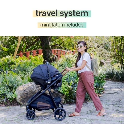 Image of Joie Ginger and Mint Latch Travel System - 4-in-1 Travel System with Baseless Infant Car Seat & Stroller, One-click Install, From Birth Stroller (Mocha)