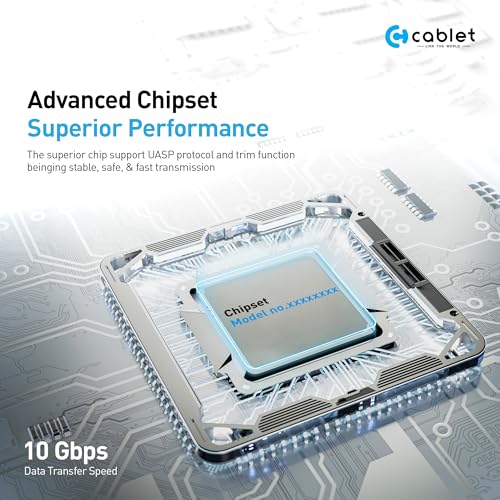 Image of Cablet 10Gbps M.2 NVMe SSD Enclosure Adapter, Tool-Free USB C 3.1 Gen 2, for M-Key & M+B Key NVMe SSD 2230 /2242 /2260 /2280 - Max 8TB, Aluminium Case ReakTek RTL9210 Chipset (MS901-C3)