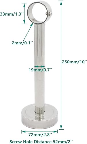 Miniatura 2 de Paquete de 2 soportes de montaje en techo, soporte de tubo de acero inoxidable para armario, soporte de tubería de techo, cortina de ducha, armario,
