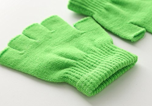 X&F Boys' and Girls' Solid Knitted Half Finger Mittens Typing Gloves, Small4