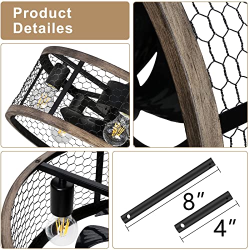 Ohniyou 20'' Caged Ceiling Fans And Vintage Led Edison Bulbs,Rustic Farmhouse Ceiling Fan With Lights Remote Control, Reversible Motor, 3 Speeds, 4 Hours Timing #TOP2