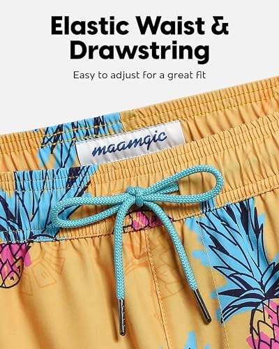 maamgic Men's Swim Trunks 5.5 inch Recycled Beach Shorts with Compression Liner Quick Dry Swim Shorts Zipper Pockets4