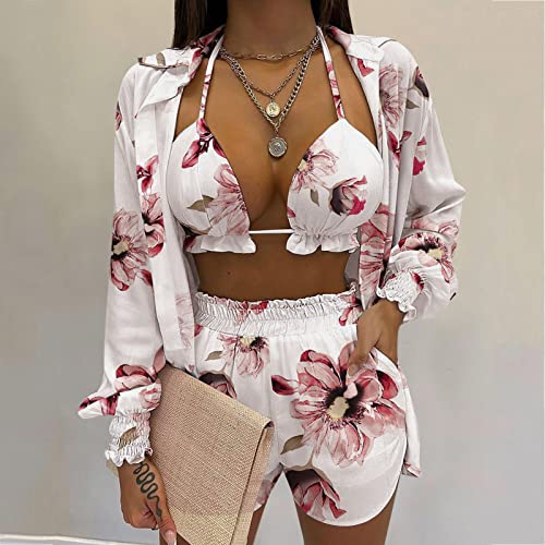 AMDOLE Bijoux Pression ensemble 3 pièces haut à fleurs et short - 2
