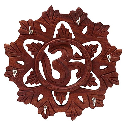 Image of RGrandsons Wooden OM Round 6 Inch Key Hanger Holder for Wall Decor