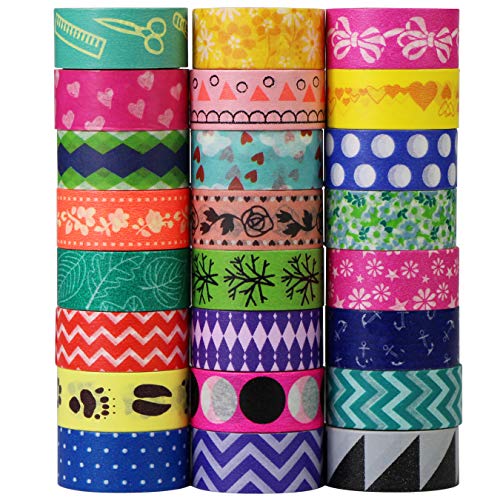 24 Rolls Decorative Washi Tape Set Masking Tape Sticker Tape Adhesive for DIY Decoration Scrapbooking Craft Gift