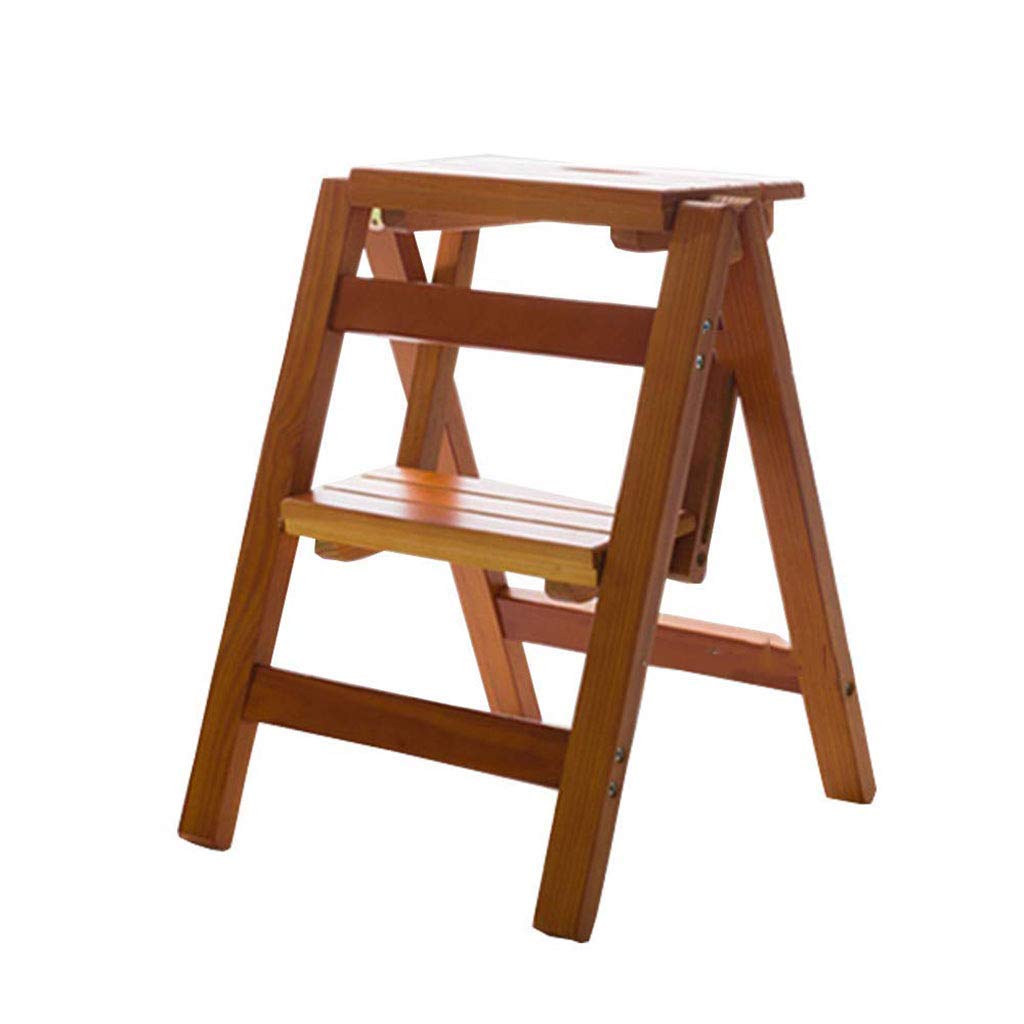 Escabeau pliant 3 couleurs disponibles en bois robuste avec double marche large