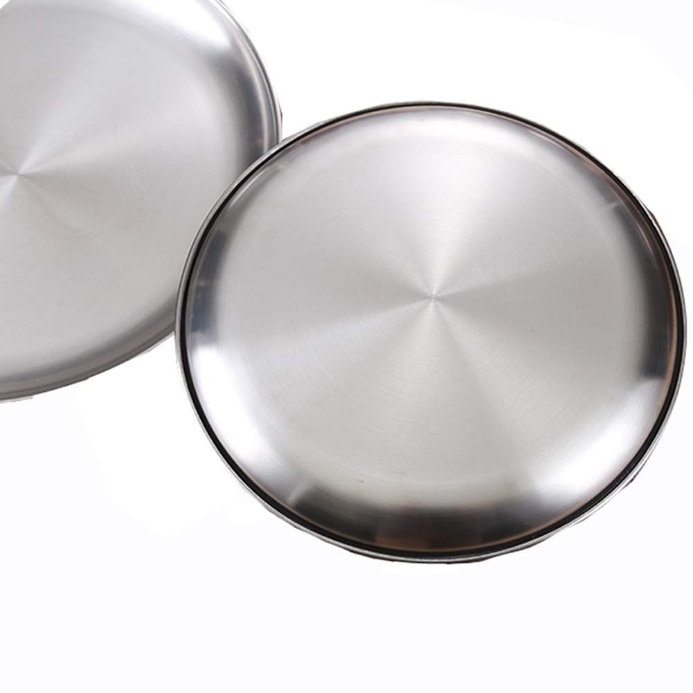 Piatti Rotonde in Acciaio Inox Piatti in Acciaio Inox Set di Stoviglie da Tavola Portatile per Campeggio all'Aperto, Escursionismo, Picnic, BBQ, Spiaggia (10 Pollici)