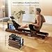 Rudergerät Faltbar, für das Fitnessstudio zu Hause, Rudergerät für Krafttraining, Wasserbeständigkeit und Magnetwiderstand, Dreifach Faltbar, Kompatibel mit App, Walnussholz
