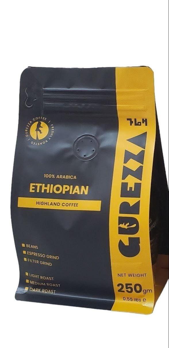 Gurezza coffee fine roasted coffee Ground coffee directly from the Motherland of the arabica coffee, Amazing coffee roasted to perfection (Medium ground roast coffee, 250gr)