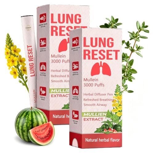 lung Reset Mullein 3000 Puffs Lung Health & Detox (Red 2 Stick(Pack of 1))