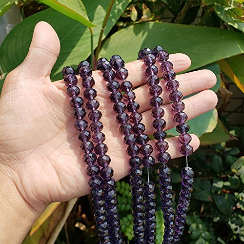 Image of 10mm Violet Rondelle Glass Beads for Jewelry Making 200pcs Faceted Briolette Shape Crytal Spacer Beads Assortments Supplies Accessories for Bracelet Necklace for Wholesale