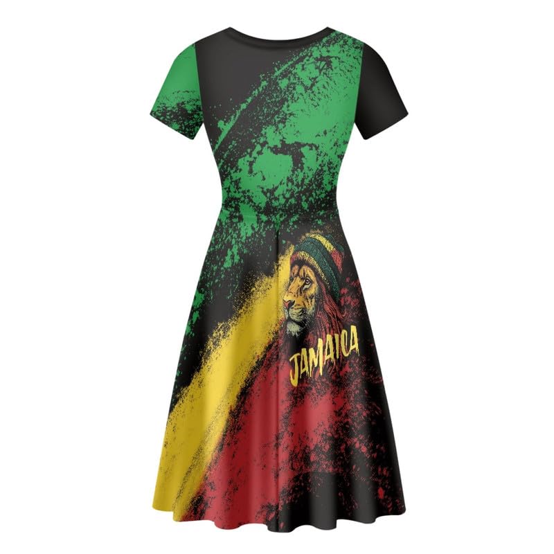 Image of Irisjudy T Shirt Dress for Women Short Sleeve Girls Short Sleeve Dress Plus Size, O Neck Knee Length Midi Dress for Ladies