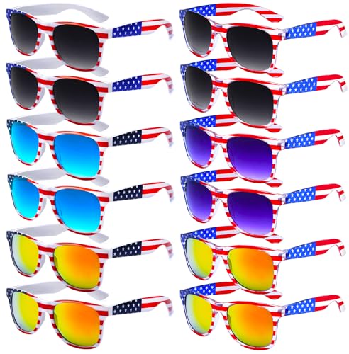 knliwkm American Flag Sunglasses for Men USA American Flag Glasses Fourth of July Accessories