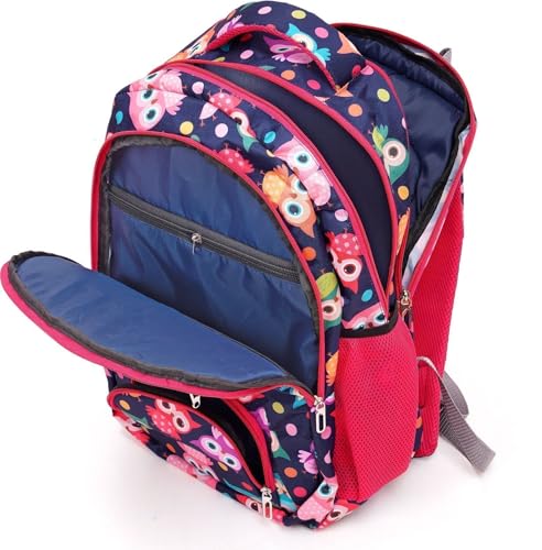 Image of Bag For Class 4th To 10th Standard Tuition School College All Day Use 32l Backpack Durable Polyester Material Owl Green Color Perfect For Students