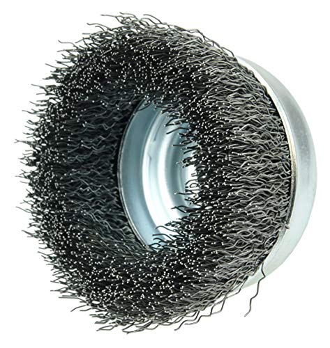 Image of Weiler 36236 Wolverine 4 inch Crimped Wire Cup Brush, 0.020 inch Steel Fill, 5 /8 inch-11 UNC Nut, Made in The USA