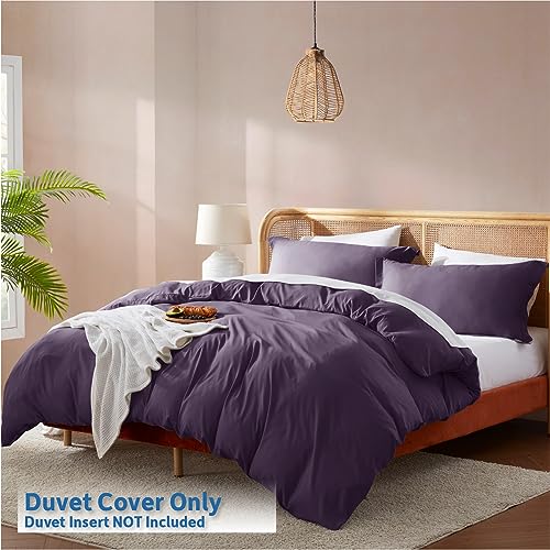 Nestl Twin Duvet Cover Set - Soft Double Brushed Purple Duvet Cover Twin/Twin XL, 2 Piece, with Button Closure, 1 Duvet Cover 68x90 inches and 1 Pillow Sham