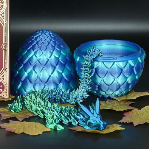 Überraschungs-Drachenei mit Drache im Inneren Geschenke für Kinder und Erwachsene 3D-gedrucktes Fidget-Spielzeug perfekt für Weihnachten Ostern Geburtstage Deko Stressabbau(Meeresblau, Mittel)