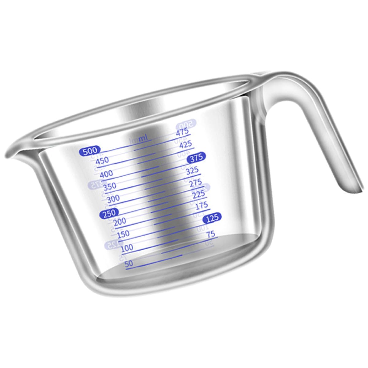 Mikikit Hitzebeständiger Glasmessbecher 500 Ml aus Dickwandigem Glas mit Skala und Isoliertem Griff für Küche und Backen