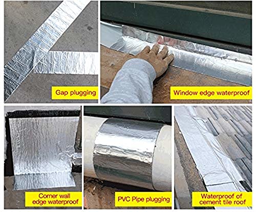 Image of OMEGA Butyl Adhesive Aluminium Waterproof Heavy Duty Leakage Repair Flashing Tape, Roll for Roof, Water Tank, Pipe, Window, Gutter, Crack & Joint Sealing (150mm x 10mtr)