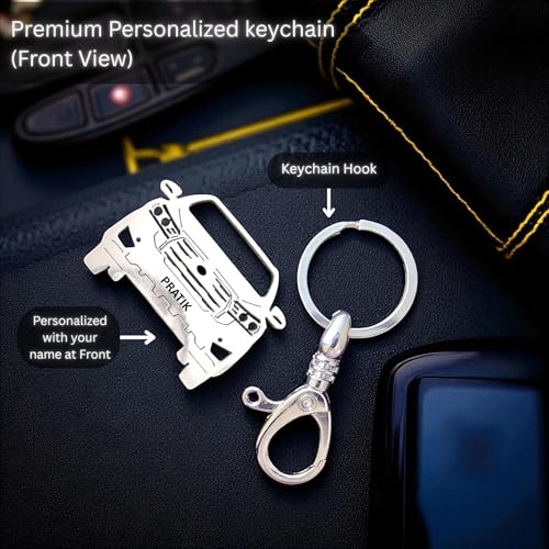 Image of Premium Stainless Steel Car Keychain | Personalized Custom Name Keyring | Stylish Car Shape Metal Key Holder made for Toyota Fortuner, Legender, Innova Crysta, Hycross, urban cruiser hyryder