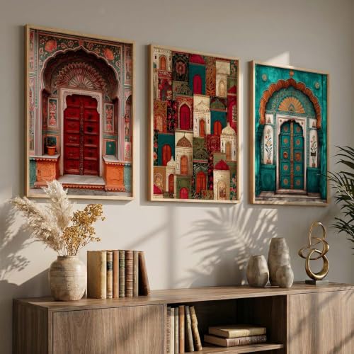 Image of kotart Indian Art Traditional Paintings for Living Room | Framed Wall Painting for Home Room Bedroom Office Wall Decor | Poster With frames Set of 3 (14x20 Inch)