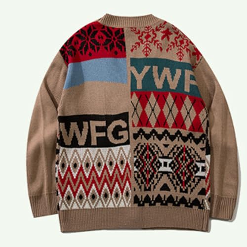 Pull ample en maille marron XXL avec motif dessin animé chaud et confortable - 2