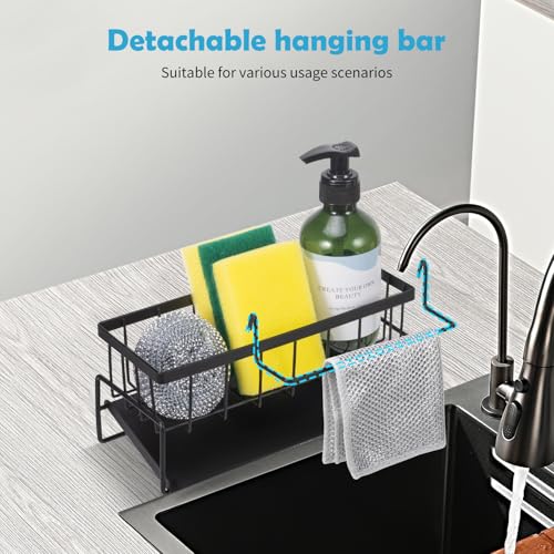 Support d'évier de cuisine, organisateur en acier inoxydable, vidange automatique, avec porte-serviettes, porte-éponge – Image 4