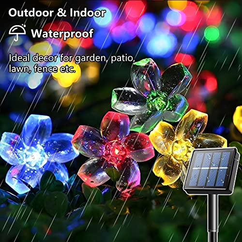 Voolex Solar Fairy String Lights, Waterproof Cherry Blossoms Type Outdoor Lights For Patio Backyar Garden Home Decoration (Multicolor 50Led) #TOP2