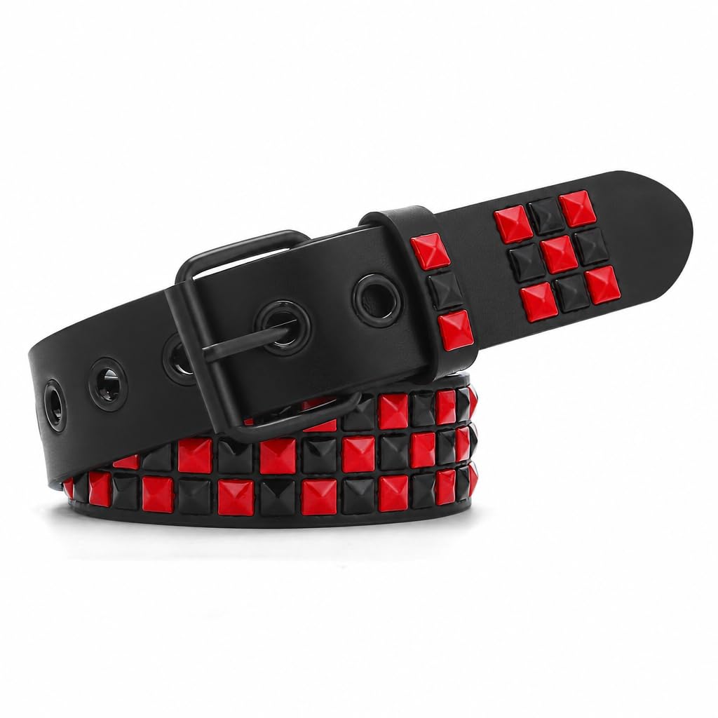 Studded Belt, Metal Punk Rock Rivet Belt with Bright Pyramid Studded for Women Men