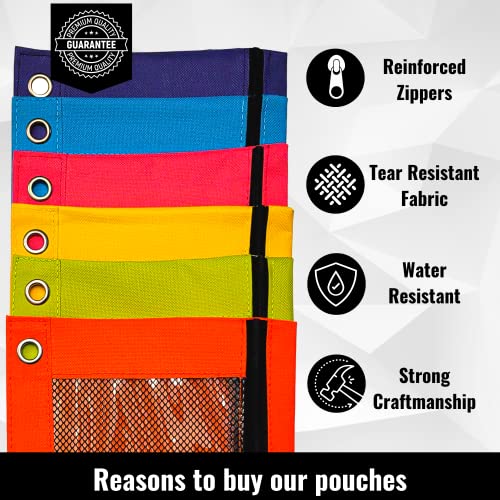 Schoolio Pencil Pouch For 3 Ring Binder | Special Pencil Case 30 Pack Multi-Colored Pencil Pouch Bulk For Kids And Adults | Zipper Pencil Pouch Pen And Pencil Holder Multipurpose Binder Pouch #TOP4