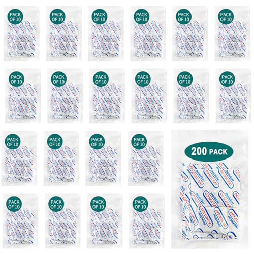 Hombao 200 Packs 200CC Oxygen Absorbers for Food Storage - Food Grade, 10 Packs x 1 Vacuum Bag