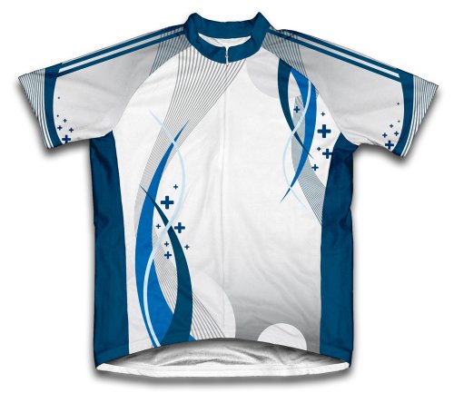 Blue Curve Short Sleeve Cycling Jersey for Men - Size L