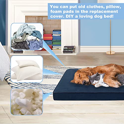 Maorislx Waterproof Dog Bed Covers, 35" L X 23" W X 3" H Retractable 1'', Dog Crate Pad Replacement Cover With Zipper, Easy Fur Remove, Dog Bed Removable Washable Cover #TOP4