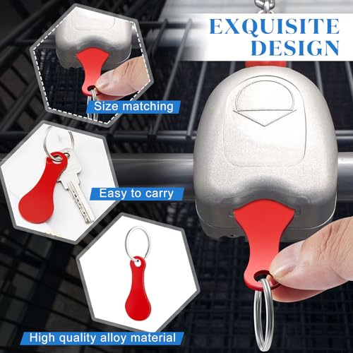 Image of Shimeyao 4 Pcs Portable Aluminum Alloy Keyring Shopping Cart Trolley Tokens Quarter Keychains Gift for Men Women Valentines