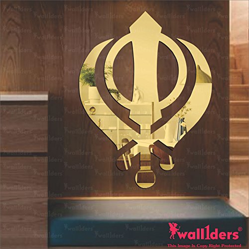 Wall1ders Ik Onkar Khanda Mirror Sticker for Wall - Acrylic Decor for Hall, Bed Room, Kitchen (Golden1)-image-38
