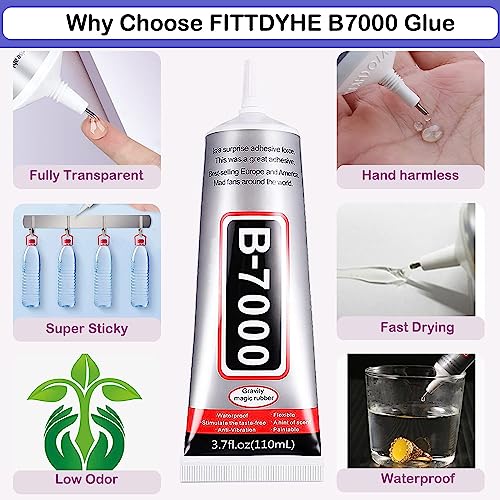 Image of DEXURIES B7000 Multipurpose Adhesive Glue | Jewelry, Beads, Clothes, Shoes, Fabrics,Screen Repair, Metal, Stone, Glass, Mobile Phones,Artificial Crystal Crafts (110ML, 3.7fl oz (Pack of 1))