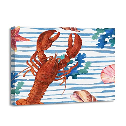 Toile murale moderne hippocampe et crabe aux finitions artistiques