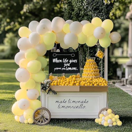 Image of RUBFAC 129pcs Pastel Yellow Balloons Different Sizes 18 12 10 5 Inches Light Yellow Balloons for Happy Birthday Wedding Anniversary Baby Shower Easter Garland Arch Party Decoration